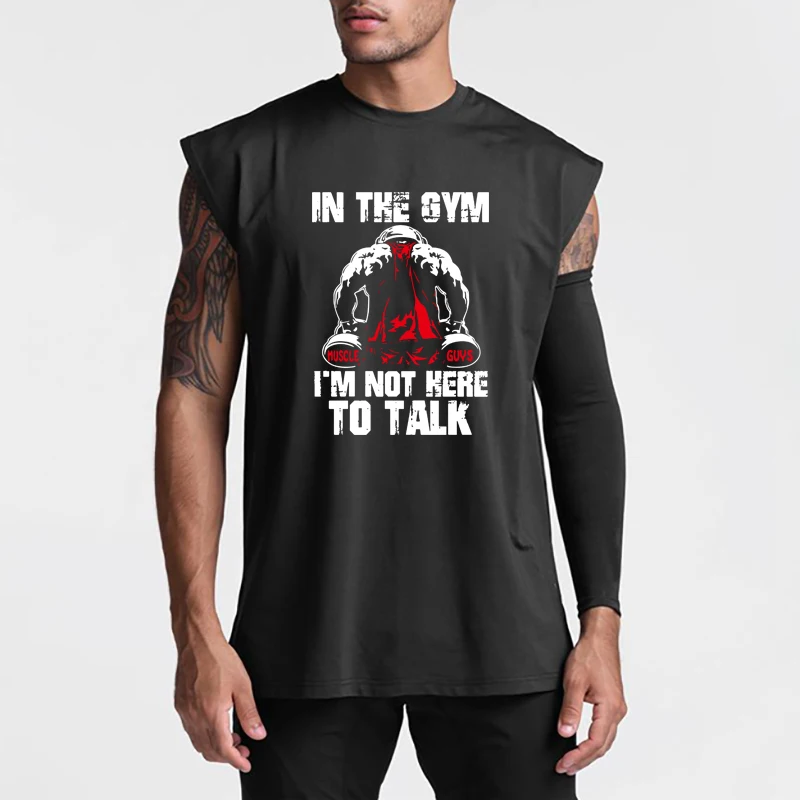 Men Basic Sleeveless Tank Top Polyester Quick Dry Gym Workout Bodybuilding Fitness Vest Loose O-Neck Summer Sports weightlifting