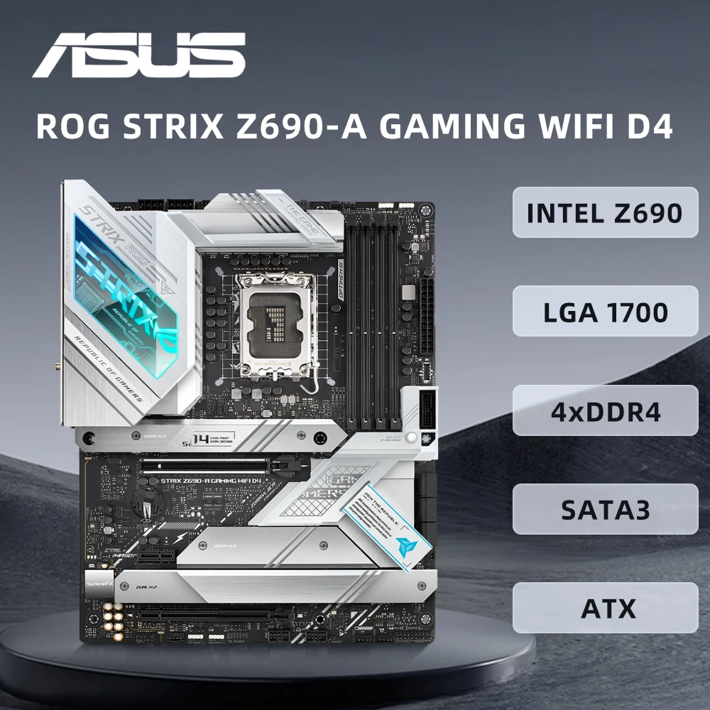

Материнская плата ASUS STRIX Z690-A GAMING WIFI D4 с поддержкой разъема LGA1700 i9-14900K I5-12400F CPU 4xDDR4 USB3.2 Gen2 M.2 PCIe 5.0 ATX