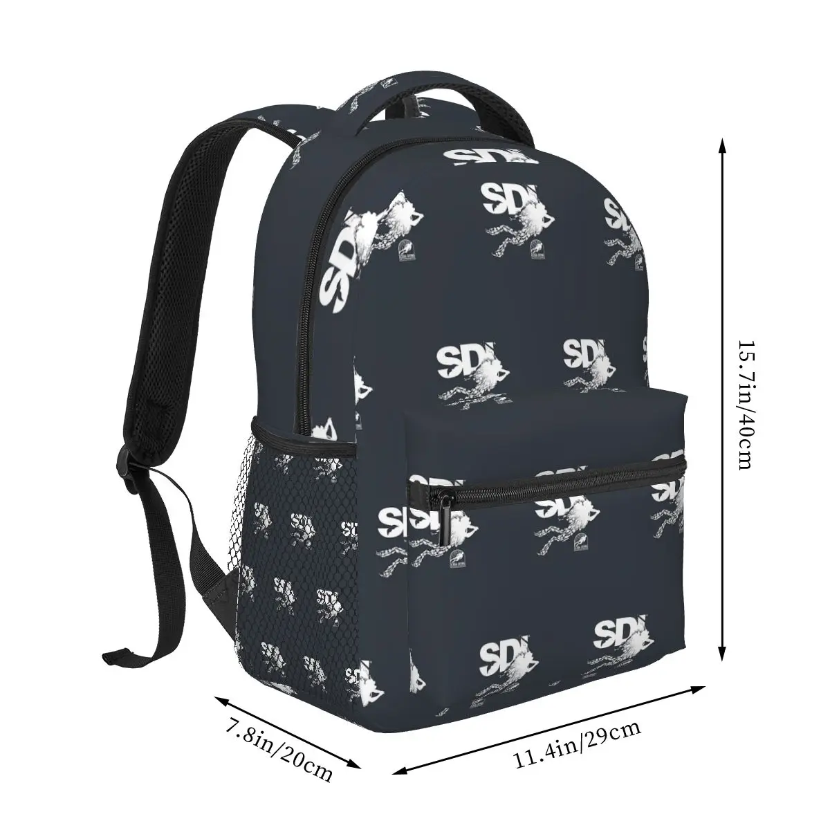 Scuba Diving International (SDI)- Scuba Fish Diver Backpack Student Boys Girls BookBag Computer Shoulder Bags for Men Women