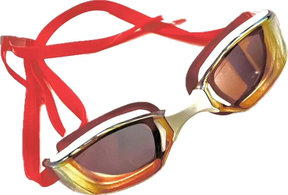 

Titanium Mirrored Competition Swim Goggles, Limited Edition, Red/Red