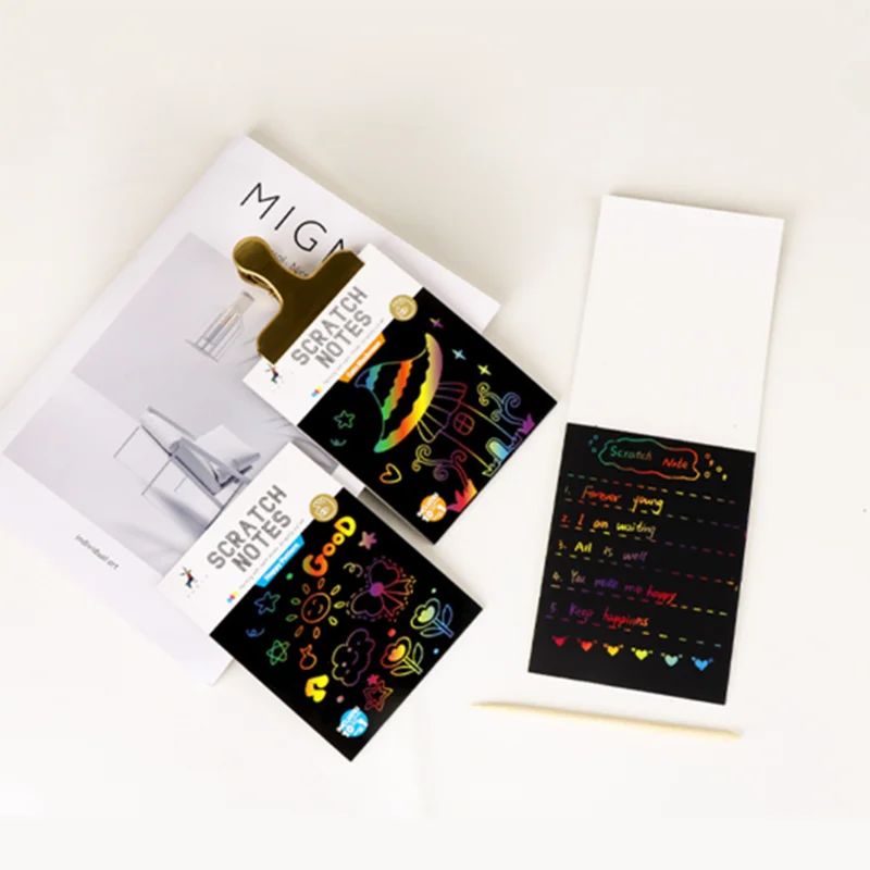 Puzzle coloré pour enfants, Notes à gratter, papier Graffiti fait à la main, bricolage, dessin animé créatif, peinture à la cire à gratter