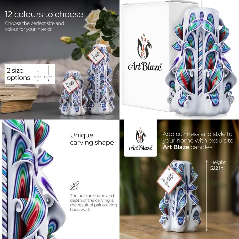 

Carved Candles - Handmade Decorative Large Candle – Tall Long Burning Cute Spiral Candle for Women – for Home Decor, Cozy Cottag