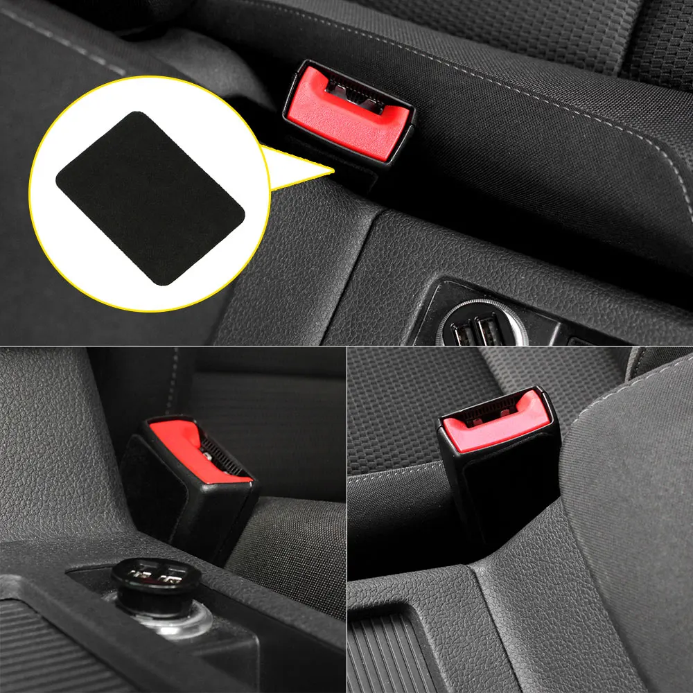 2Pcs/Set Black Auto Car Safety Belt Buckle Anti-collision Sticker Pads Anti Noise Quiet Lock Clip Protector Car Accessories