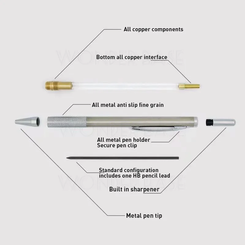 0.3 0.5 0.7 0.9 1.3 2.0 3.0mm Full Metal Mechanical Pencil Sketch Art Drawing Painting Propelling Pencil Office School Supply