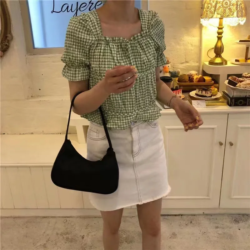 New Candy Colors underarm Bags niche light weight totes personality bag Retro simple handbag single shoulder nylon bags NAB215