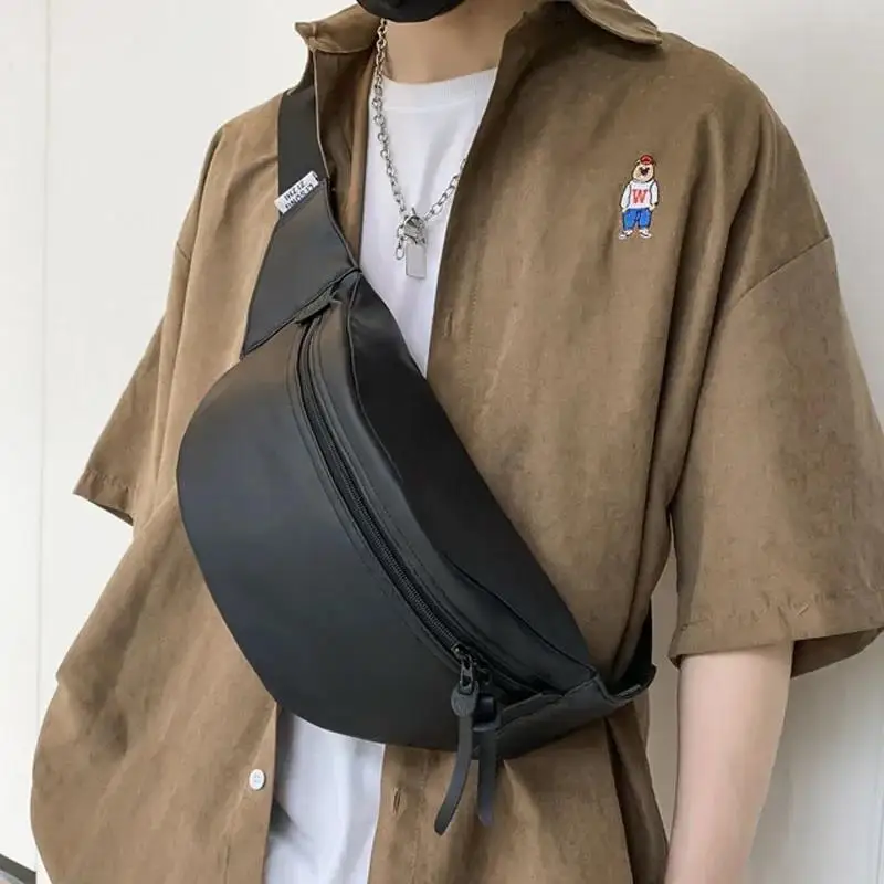 

Chest Pack Men Sport PU Leather Belt Bag Fashion Trend Waterproof Shoulder Waist Bags Street Hip-hop Fanny Phone