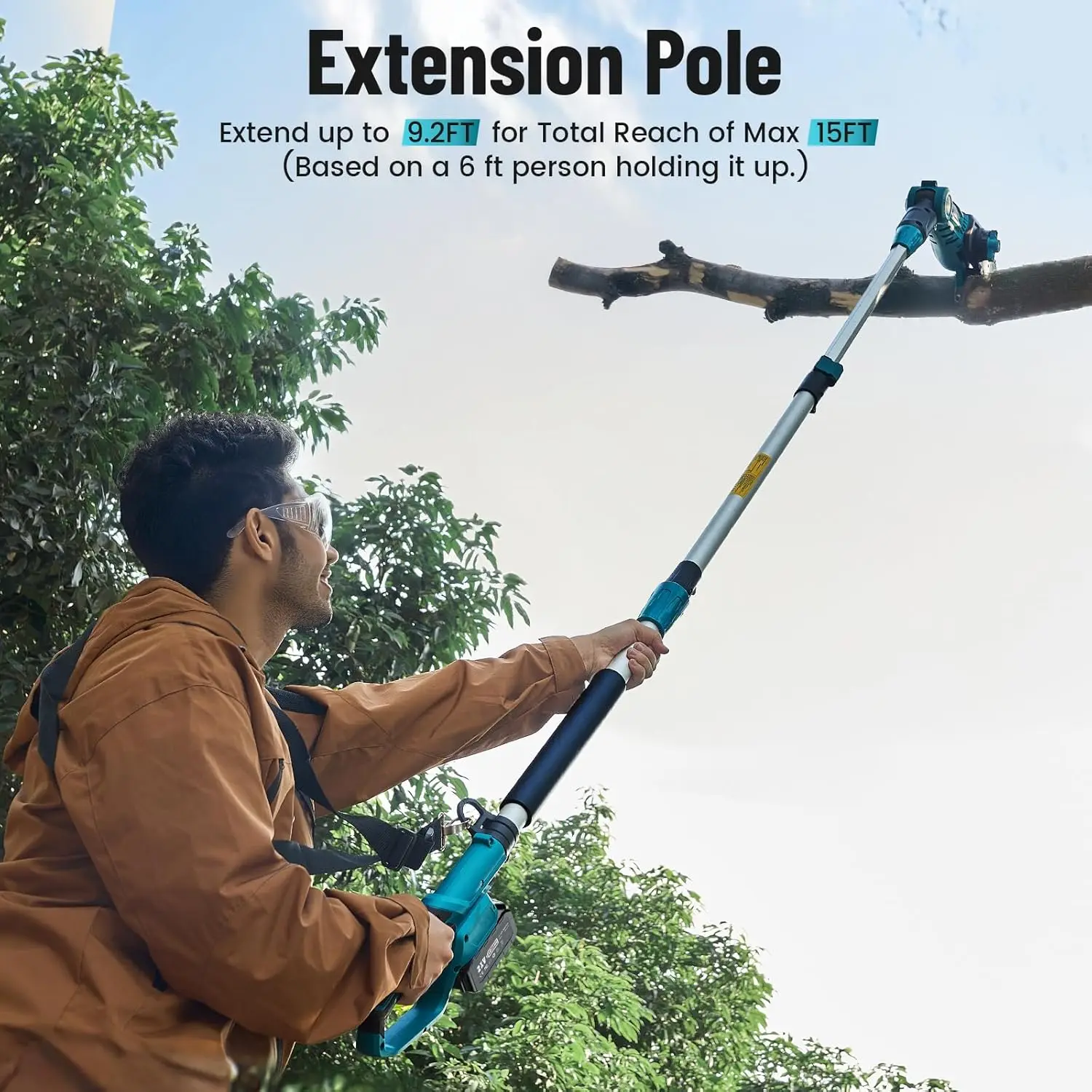 Электрические пилы Seesii 10 дюймов и 8 дюймов, аккумуляторная пила для обрезки деревьев с выдвижным стержнем для аккумуляторного штифта Makita 18 В