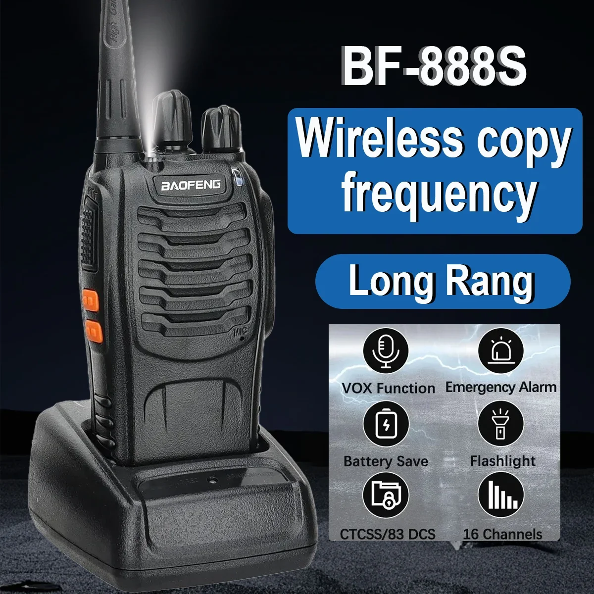 5W Baofeng BF-888S Walkie Talkie Dual Band Portable Two Way Radio Long Range Standby UHF:400-470MHz 16CH USB Charging  1Pc/2Pcs