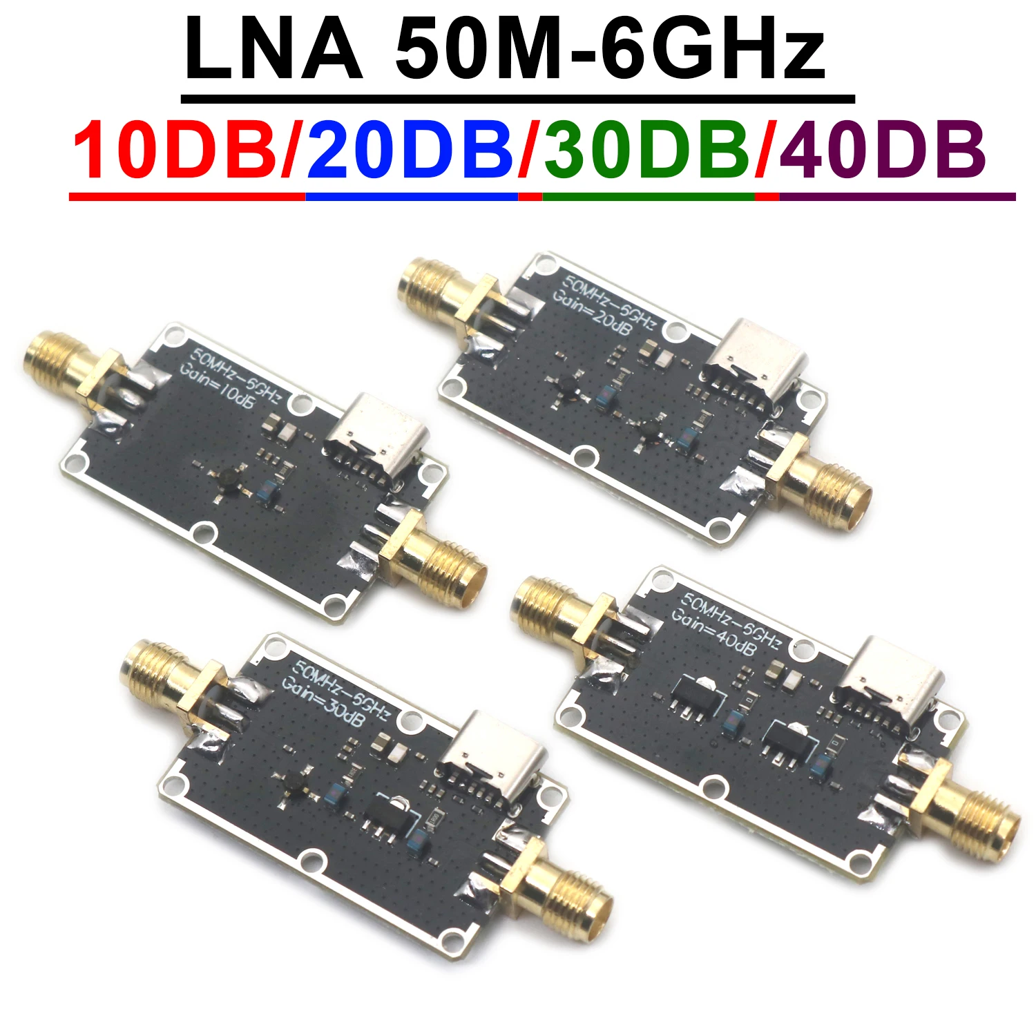 LNA High Flatness Amplifier 10DB 20DB 30DB 40DB 50M-6G RF Drive Signal Receiver System Ham Radio FM Short Wave HF VHF UHF Drone