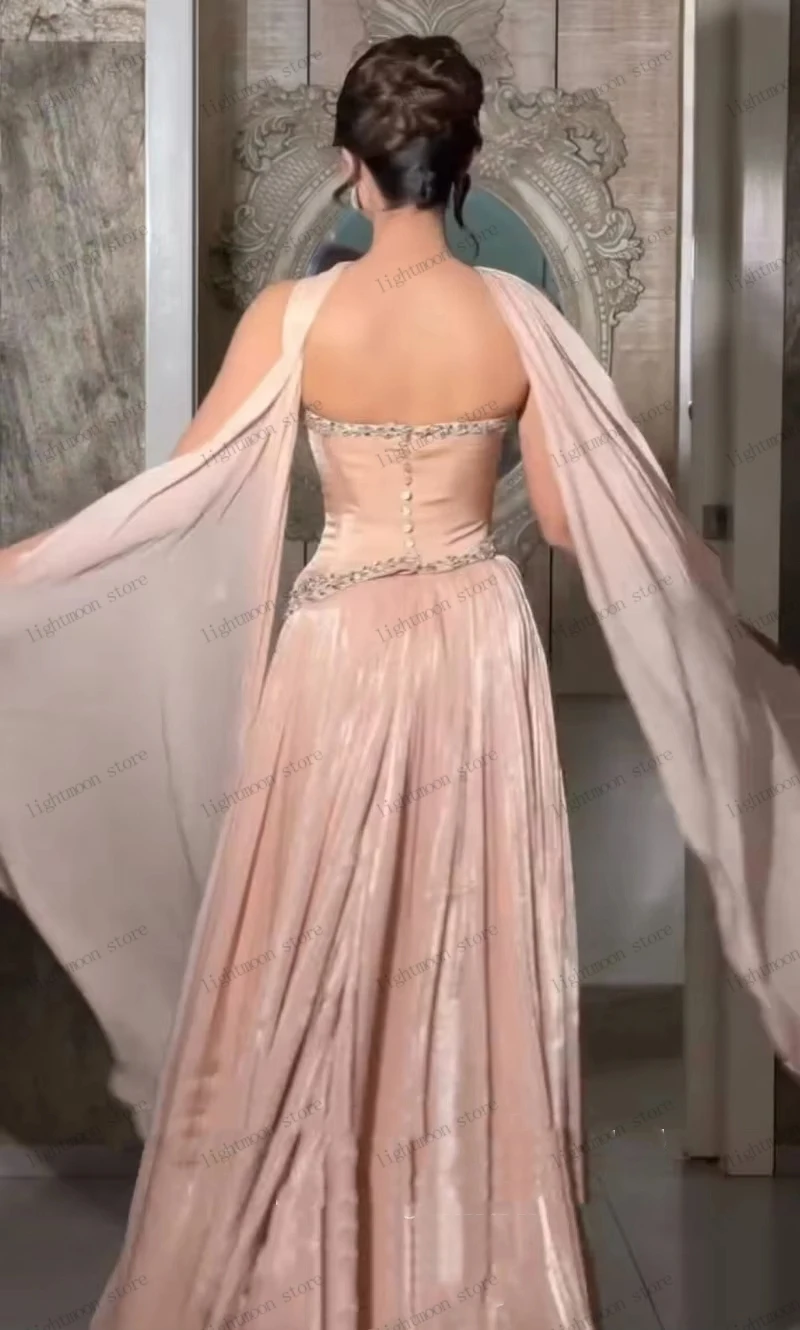 Charming Women's Formal Evening Gowns A Line Satin Prom Dress Beading Appliques Pretty فساتين سهرة Vestidos De Gala Customized