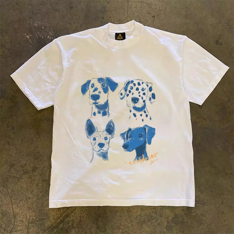 Loose Fit Cotton T-Shirt Unisex Short Sleeve Double Thread UPUPXIA Hero Print Sweat Absorbent round Neck Casual Summer Top