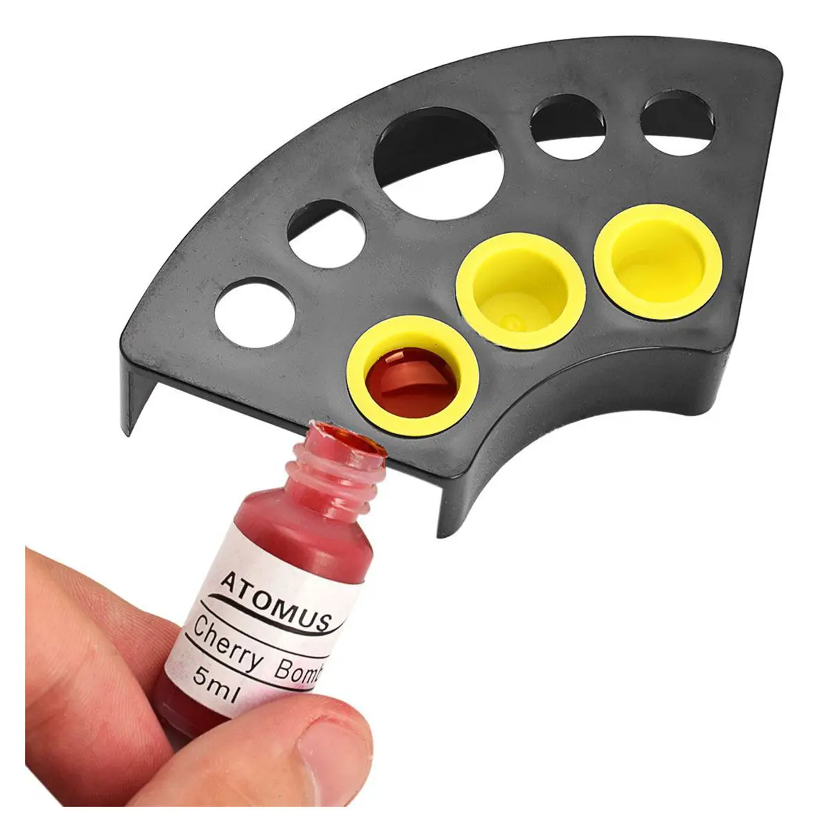 1Pcs Oval PP Pigment Cup Rack Holder for Tattoo Eyebrow Portable Ink Cup Stand with 8 Holes Black