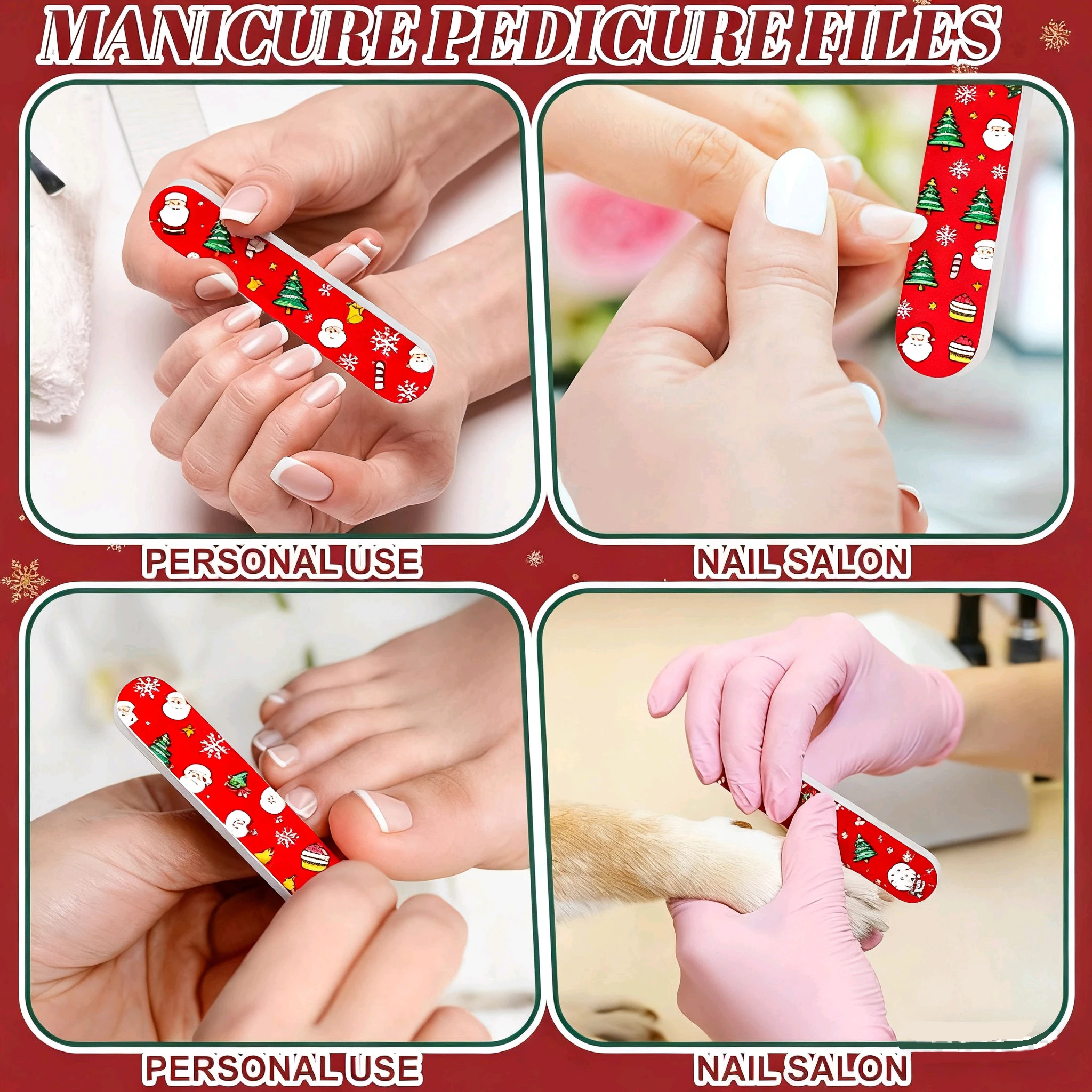 5/10/20/50/100 szt. Świąteczne Mini Pilniki do Paznokci Prezenty Hurtowe Świąteczne Mini Pilniki Emery Dwustronne Pilniki do Paznokci na Imprezę Świąteczną
