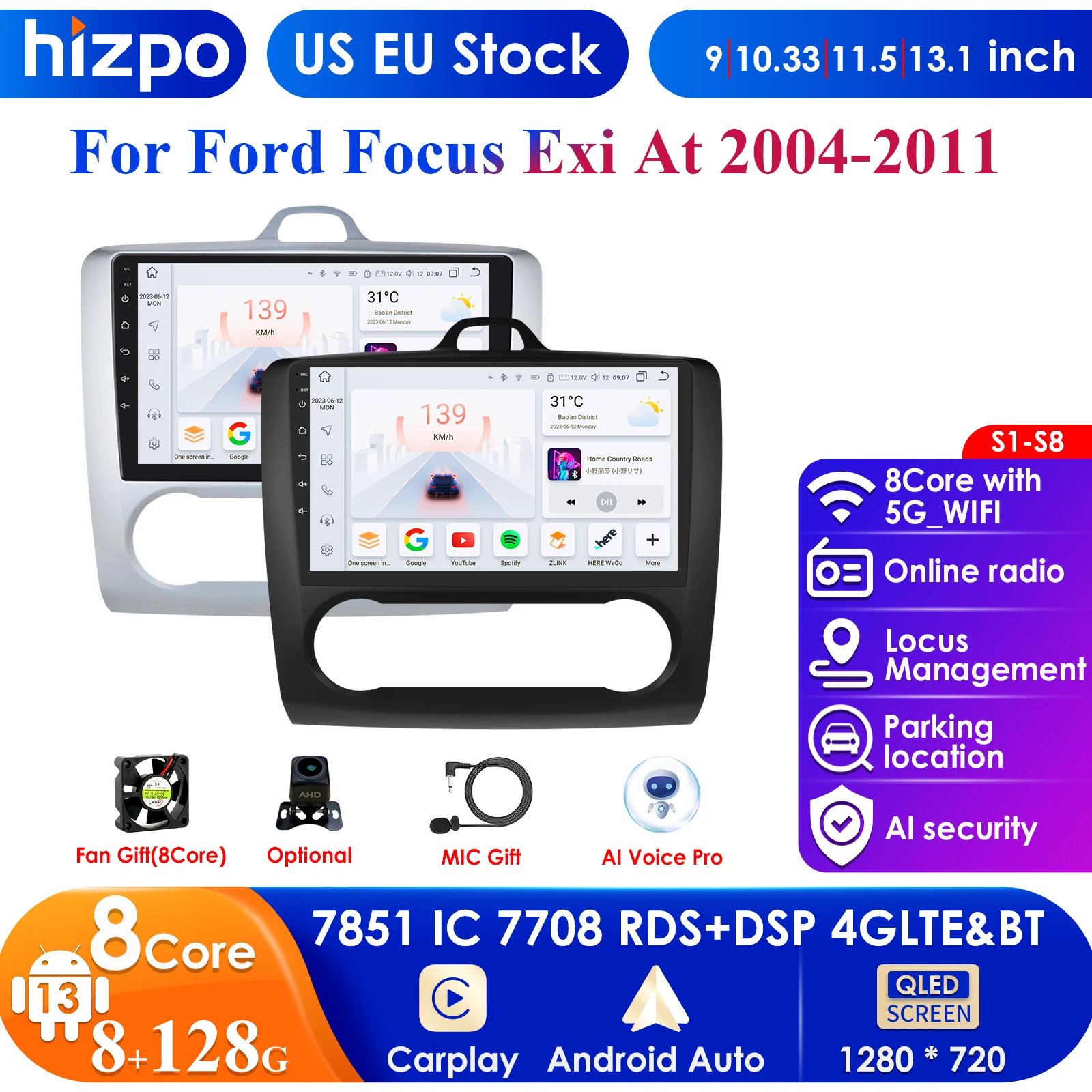 

Carplay 4G 2din Android 13 Car Radio for Ford Focus Exi AT 2004-2011 Auto Multimedia Video Player Autoradio Audio Navigation GPS