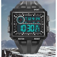 SYNOKE New Men Mountaineering Digital Watch Waterproof Shock Resist Large Screen Outdoor Running Student Fashion Watch Handsome