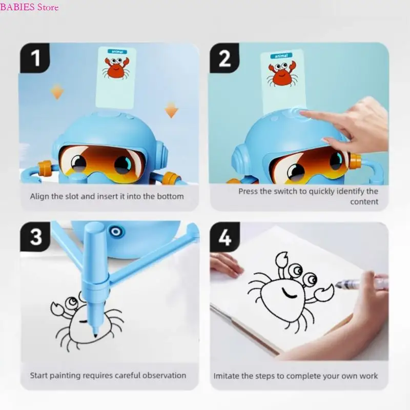 

C9GB Magical Painting Educational Robot Toy With 12 Washable Markers Interactive Learning Tool For Artistic Development