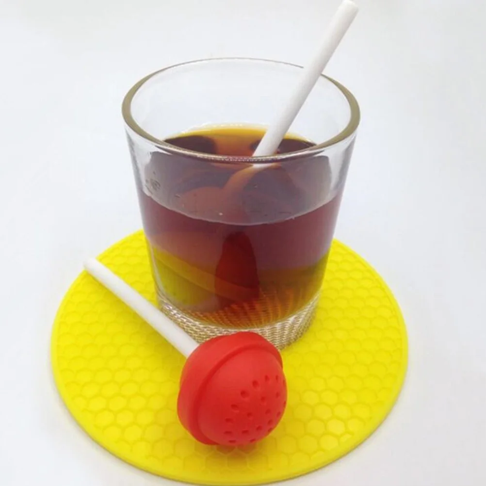 

Silicone Tea Infuser Lollipop Shape Loose Leaf Tea Strainer Filter Diffuser Red Silicone Kitchen Tool Reusable