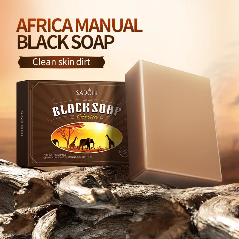SADOER 24K Gold Black Soap Bar Handmade Facial Body Cleansing Soap Deep Pore Cleansing Face Wash for Acne Pimples Skin Care