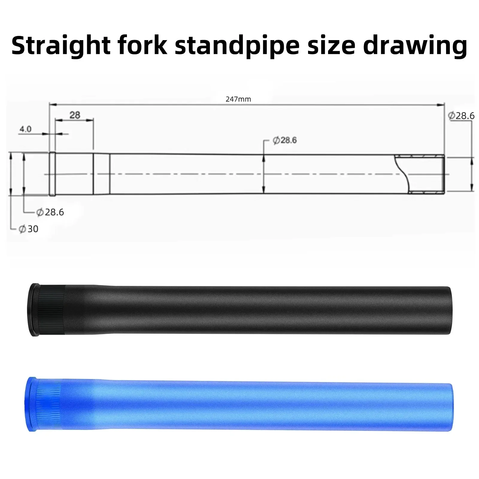 アルミ合金マウンテンバイクフォークヘッドチューブステアリングチューブ39.8/28.6mmTBエアフロントサスペンションストレートテーパードチューブアクセサリー