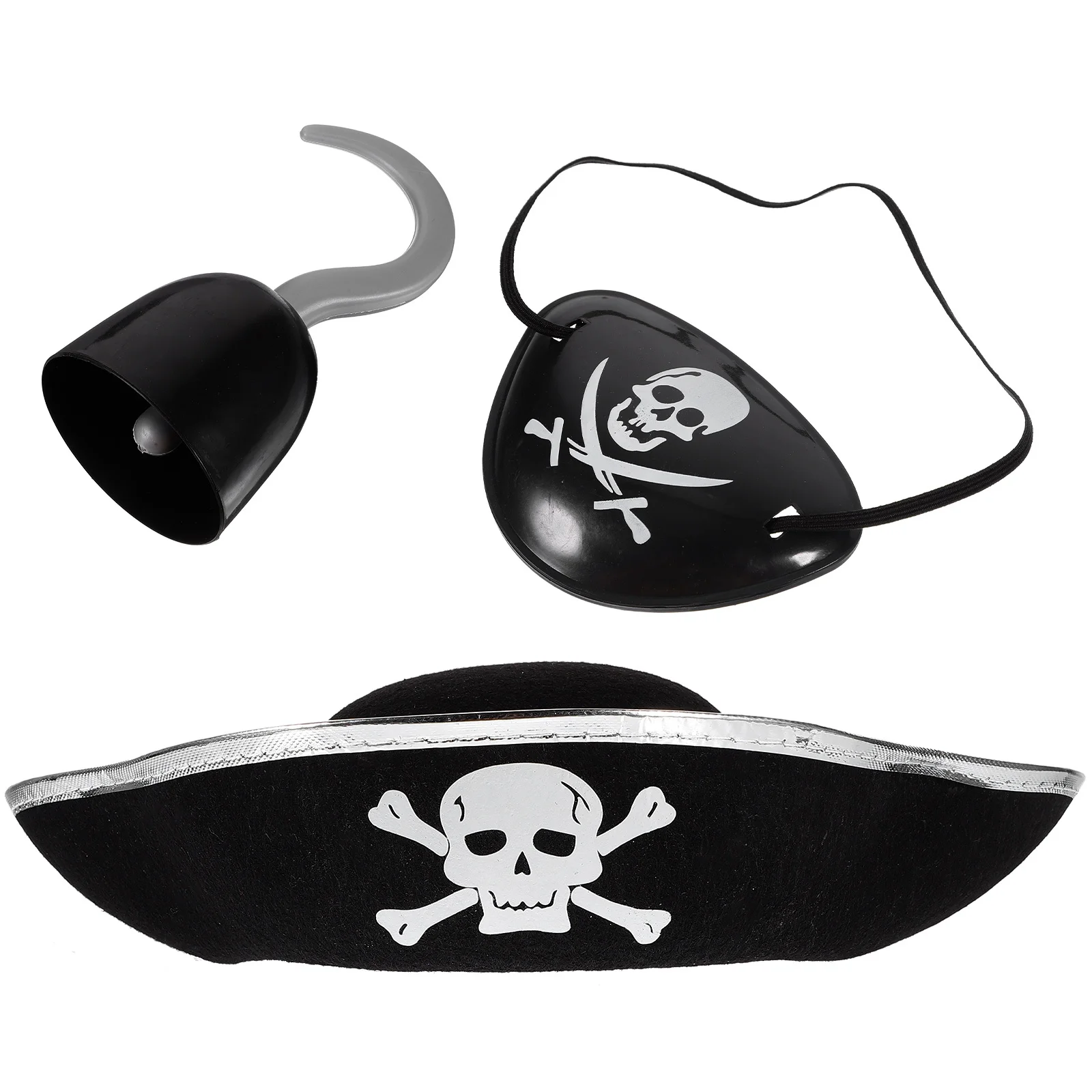 3Pcs Halloween Pirate Hat Suit Cosplay Costume Accessory Set Party Caribbean Pirate Decoration Set