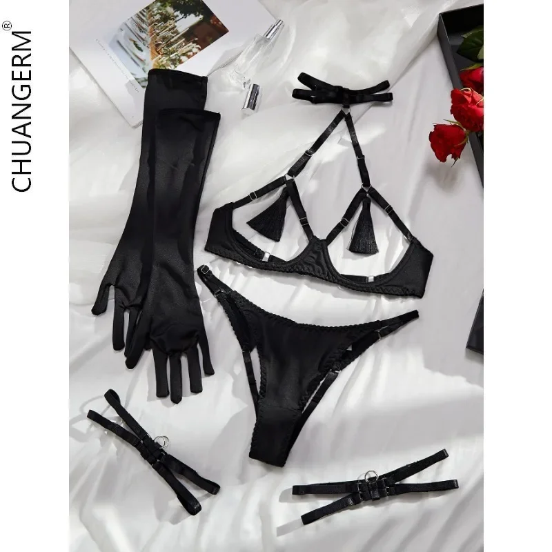 CHUANGERM Lingerie Transparent Onlyfans Body Suit Women's Panties Secret Sexy Bras Victoria Women Halter Neck  Female Underwear