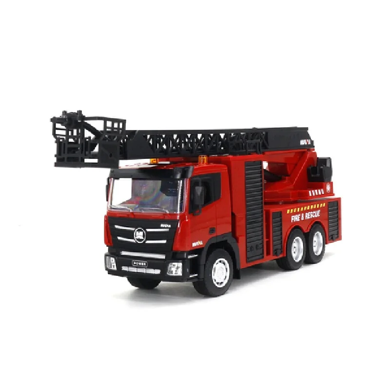 Huina 1361 1/18 Simulation Fire Rescue Ladder Truck Model 2.4GHz Remote Control Ladder Fire Truck Engineering Toys with LED Ligh