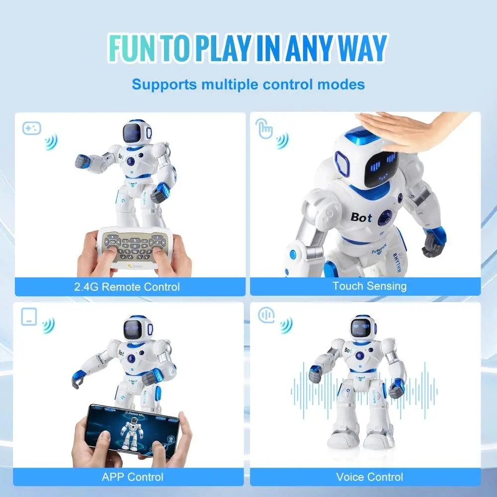 스마트 RC 로봇 장난감 대화 형 춤 말하기 제어 원격 프로그래밍 가능한 App 다기능 교육 선물