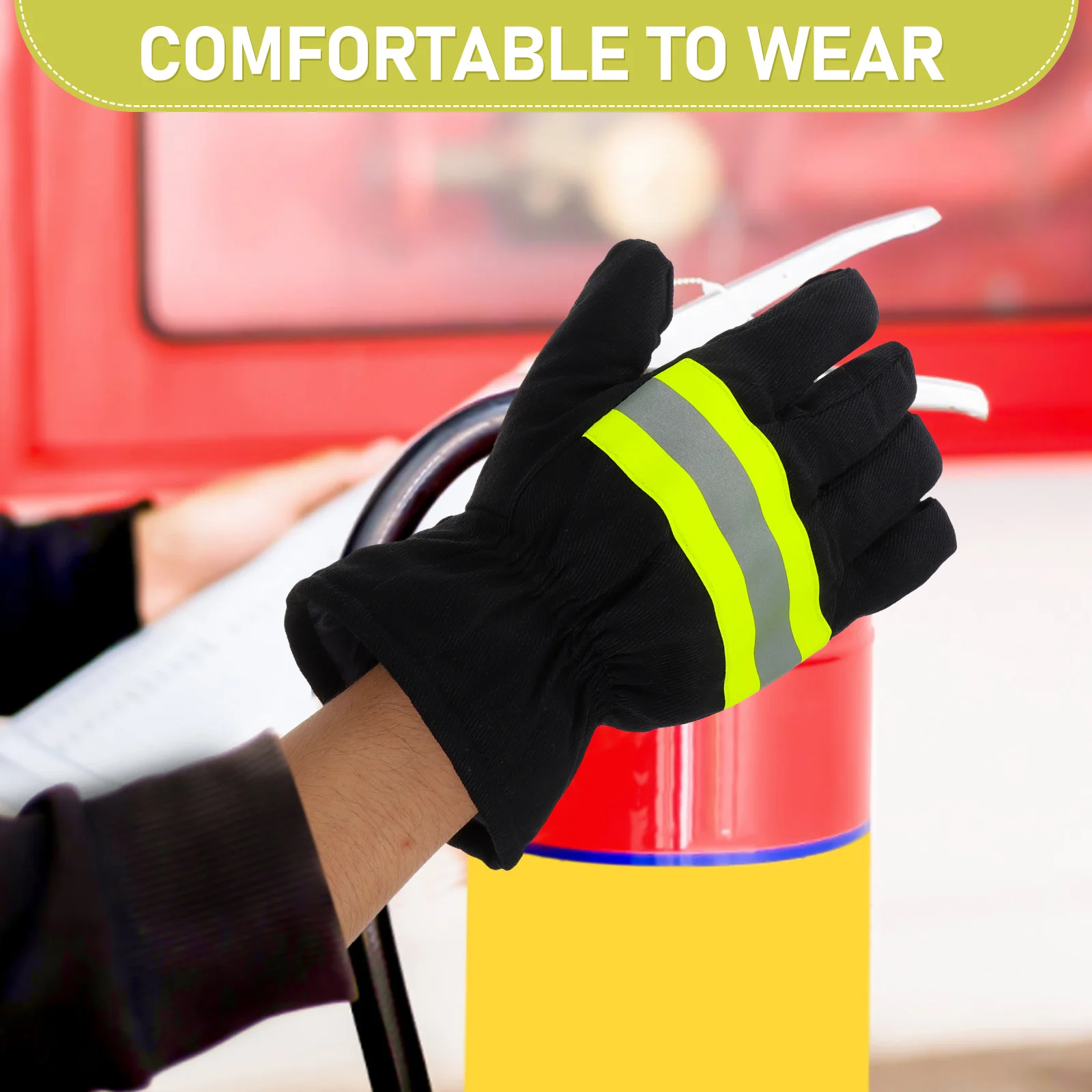 

Fire Retardant Gloves Firefighter Work Protective Heat Resistant Safety Gloves Reflective Strips Construction Outdoor Scenarios