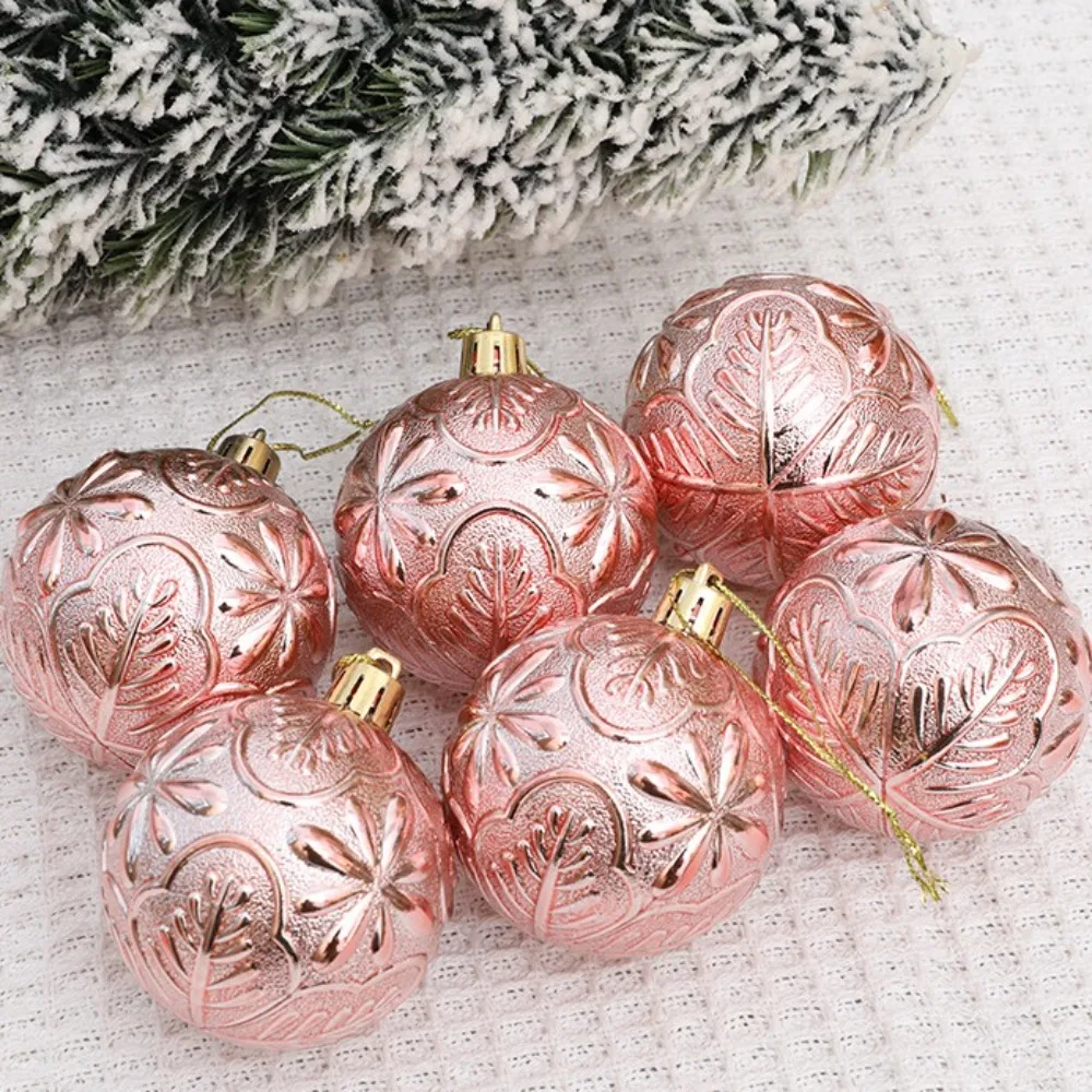 6Pcs/Box Electroplated Plastic Ball Christmas Tree Ornament DIY Crafts Painted Plastic Christmas Gifts Boxes Pendant New Year