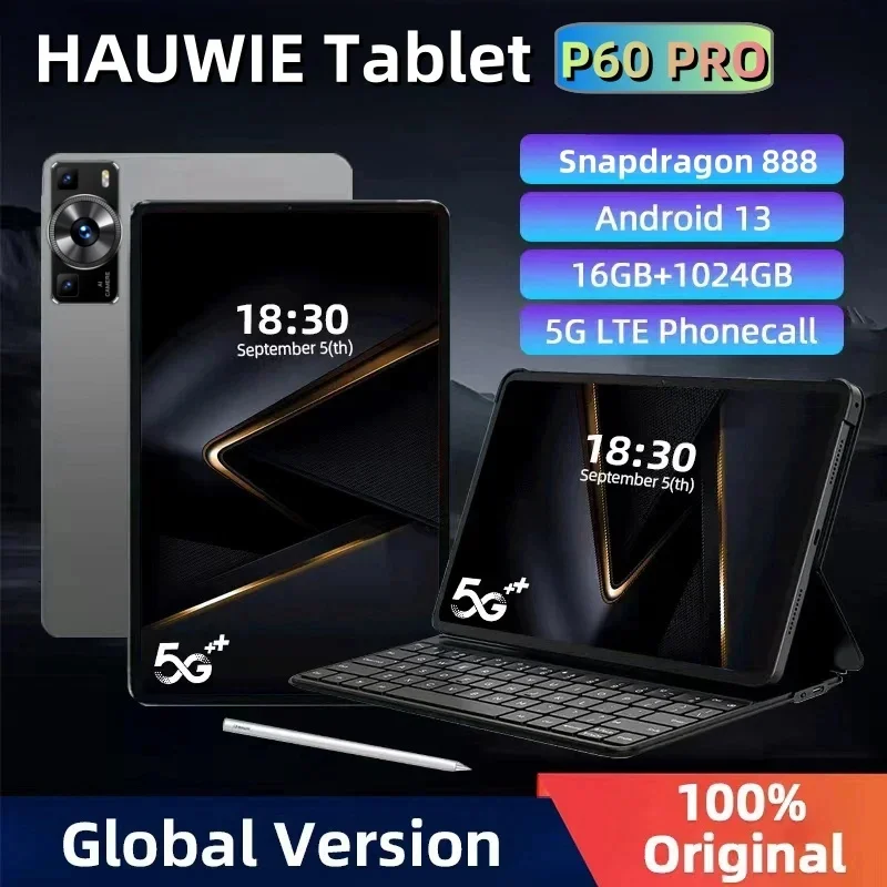 2024 globale Version neue Original P60 Pro Tablet Android 13 16GB 1TB 11 Zoll Snapdrago 5g Dual-SIM-Karte WiFi HD 4k mi Tablet