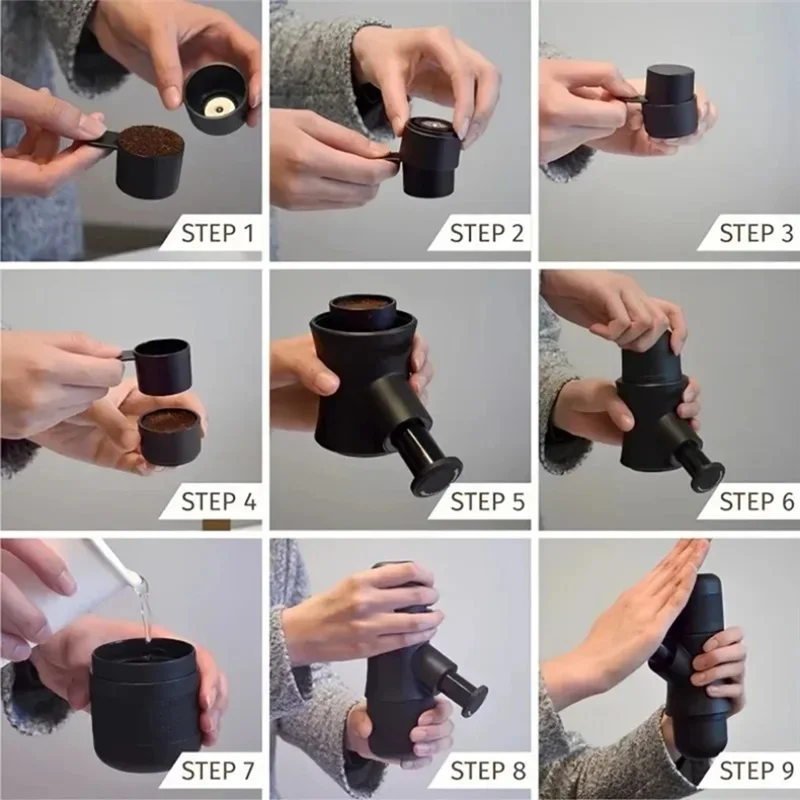 

ABKY-Mini Portable Handheld Hand Pressure Coffee Machine Espresso Maker Suitable For Office/Home Outdoor Travel Use
