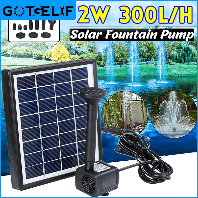 300L/H Solar Panel Power Bank Water Pump Set Ultra-quiet Submersible Water Pump Motory Fish Pond Garden Fountain Decoration