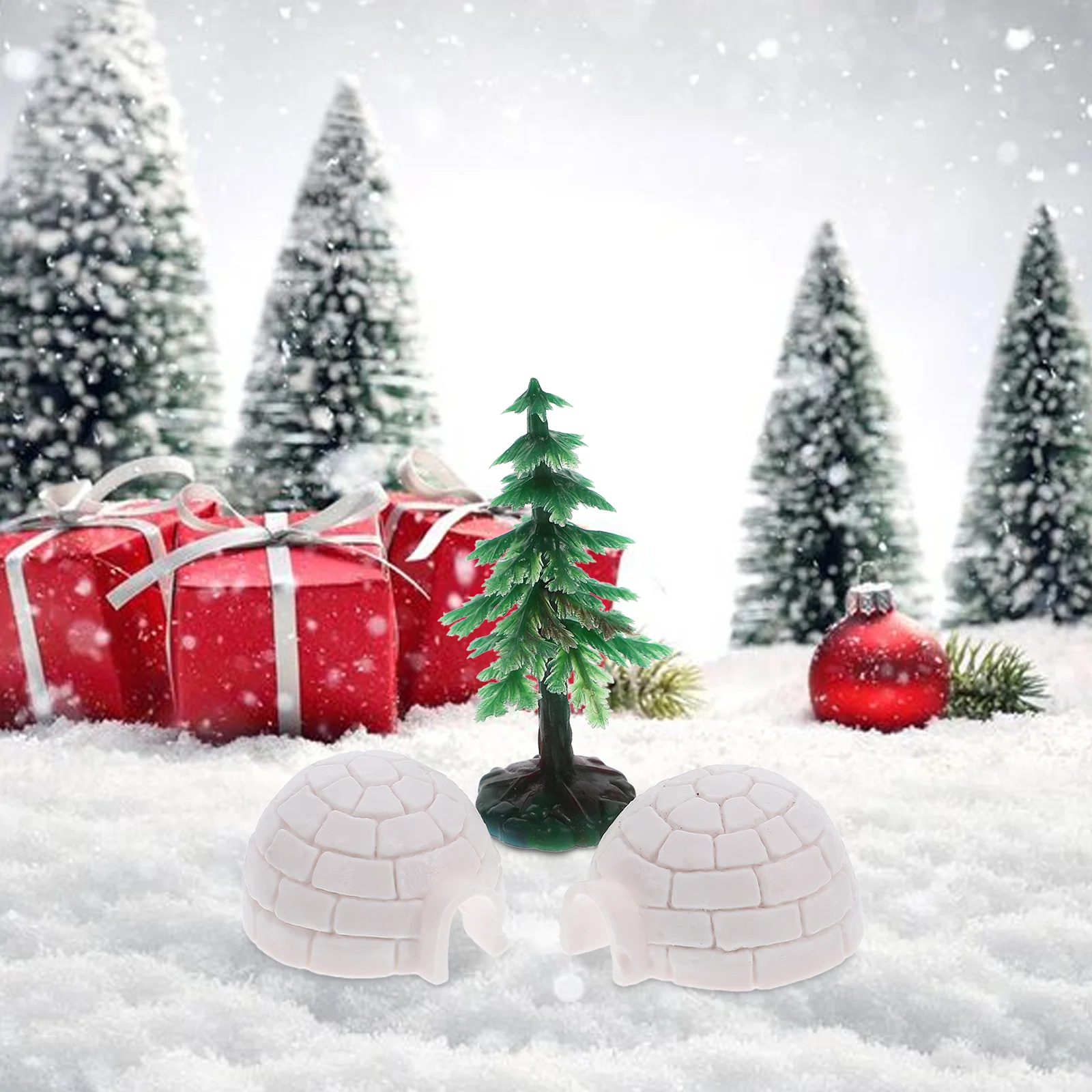 Mini Igloo Christmas Party Trees Desktop Decorations Simulated Xmas Ice House Statue Standing Ornament Ornaments