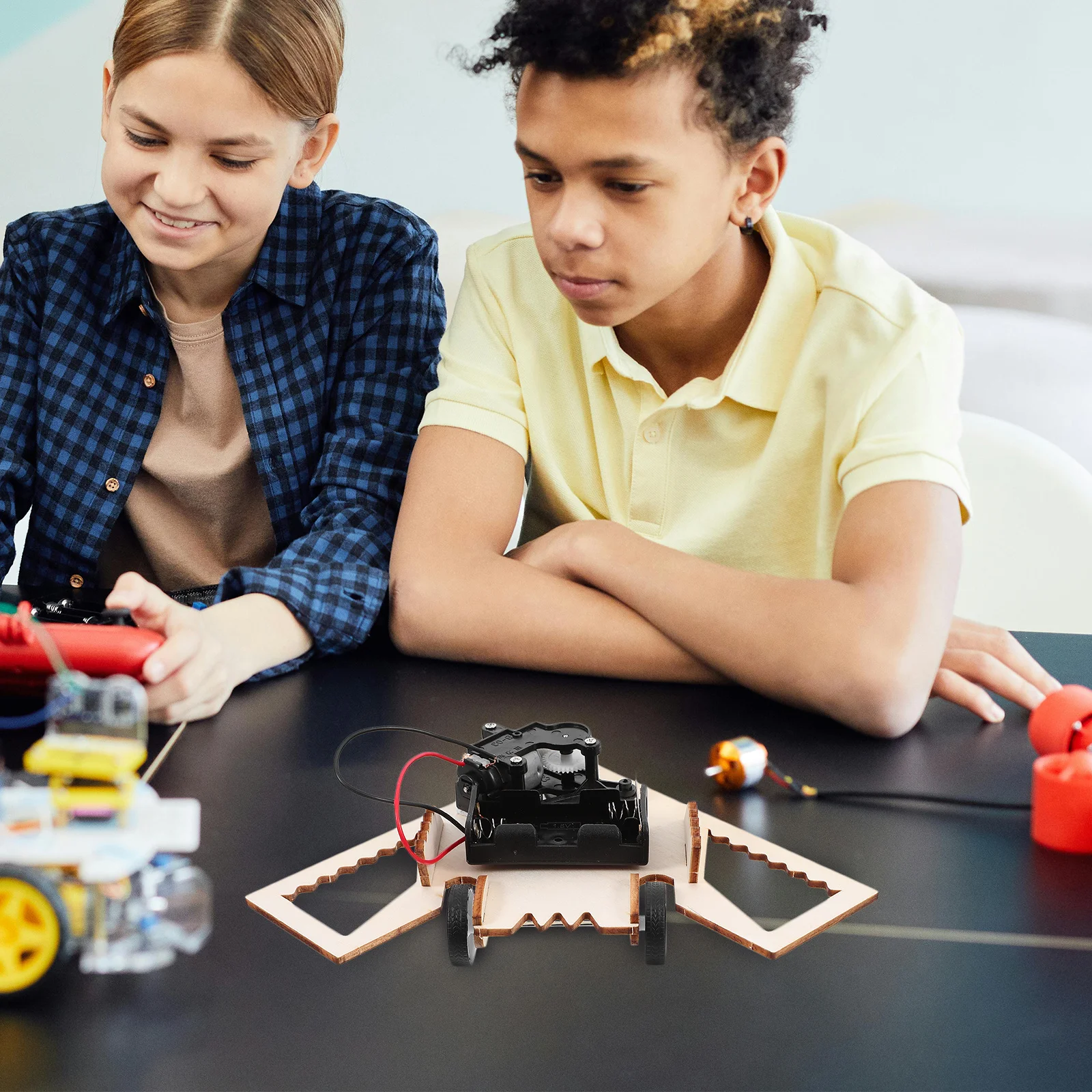 

1 Set Diy Obstacle Avoidance Robot Kit Stem Educational Assembly Science Experiment Electronic Building Set For Kids Technology