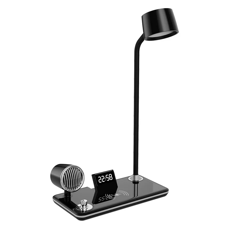 Imagem -06 - Lâmpada de Mesa Led com Alto-falante Bluetooth Carregamento sem Fio para Telefone Toque Interruptor Usb Escurecimento Lâmpada de Mesa Relógio Luz de Leitura em Novo