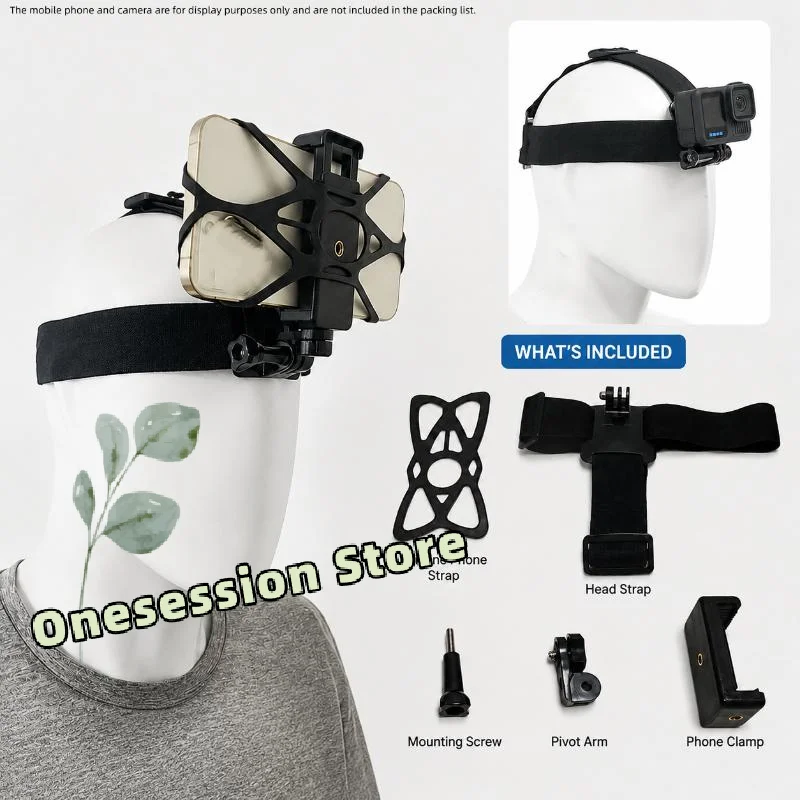 5Pcs Durable Head Mount Holder Strap Set for Mobile Phones Action Cameras Skiing Skateboarding First-Person Shooting