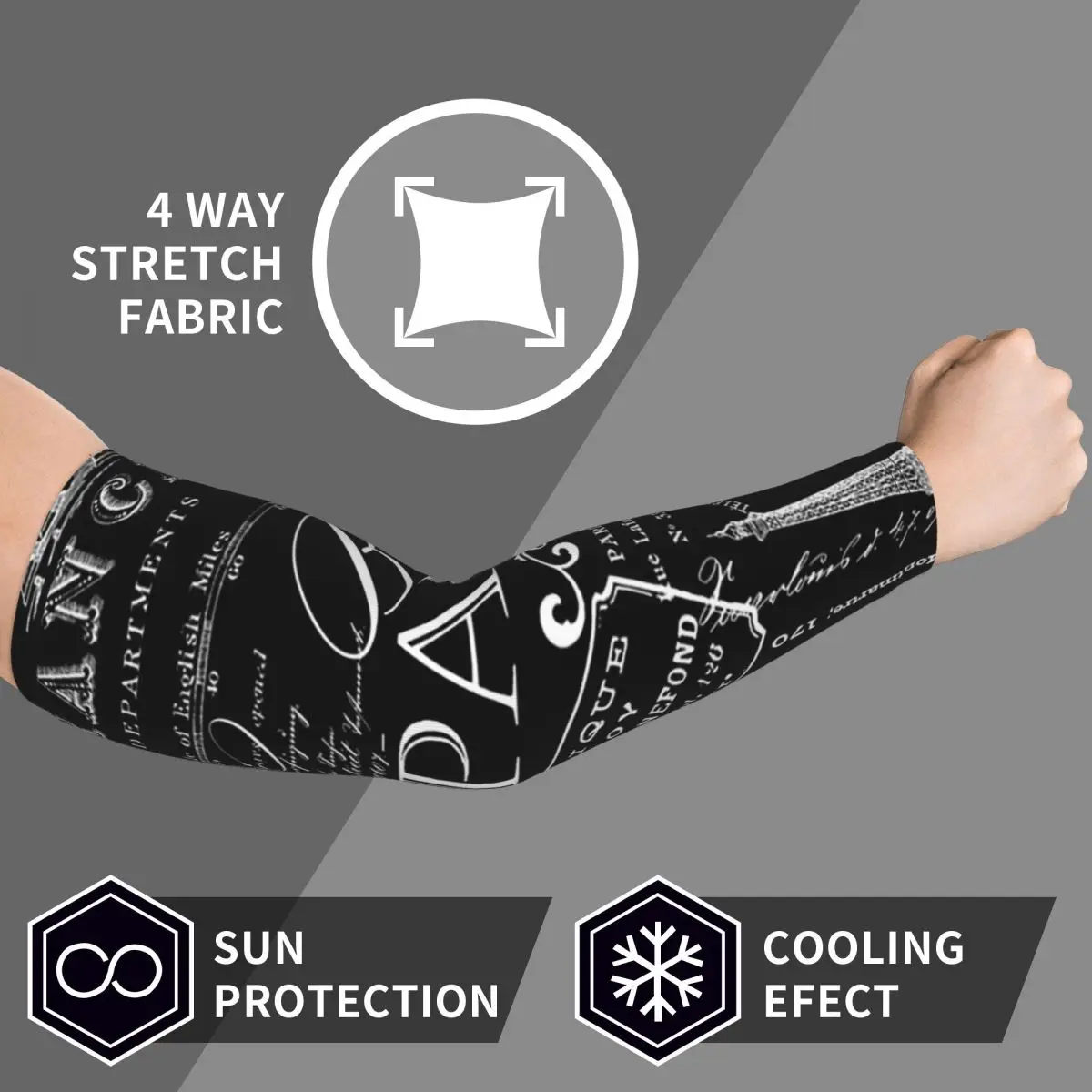 نمط حياة باريس الفرنسي الكلاسيكي مع أكمام أذرع تبريد برج ايفل للرجال والنساء للحماية من أشعة الشمس فوق البنفسجية وتغطية الوشم الرياضية وركوب الدراجات