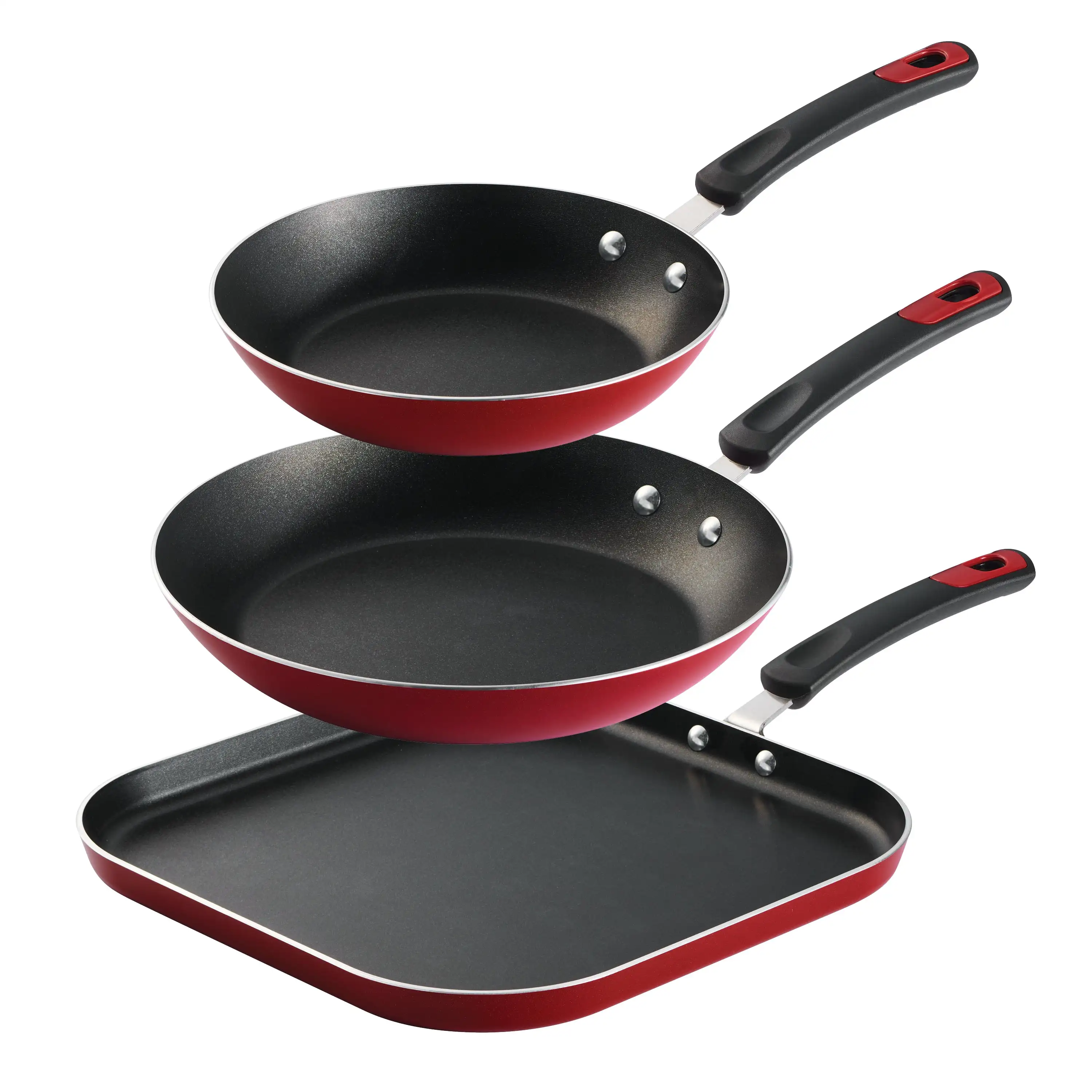 

Tramontina Everyday 3 Pieces Aluminum Non-stick Fry Pan and Griddle Set – Metallic Red