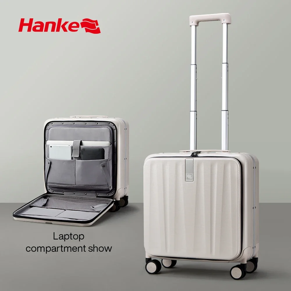 Hanke Carry On Suitcase Aesthetic Design 7mm Aluminum Frame Rolling Luggage Boarding Cabin PC Spinner Wheel TSA Lock 18