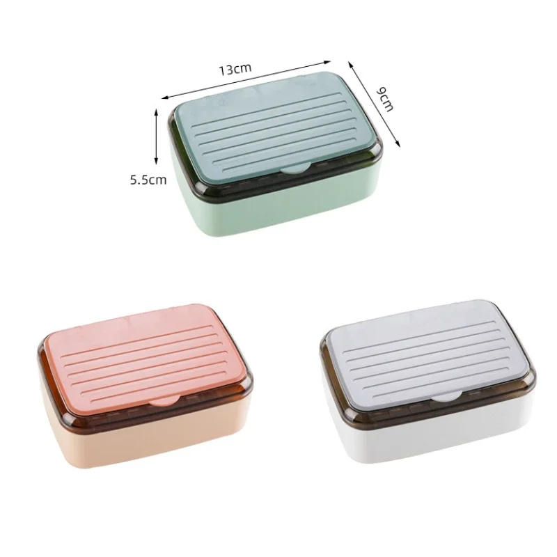 Double Layer Drain Dish Soap Box Portable Outdoor Travel Soap Case With Cover Shower Soap Holder Sponge Storage Plate