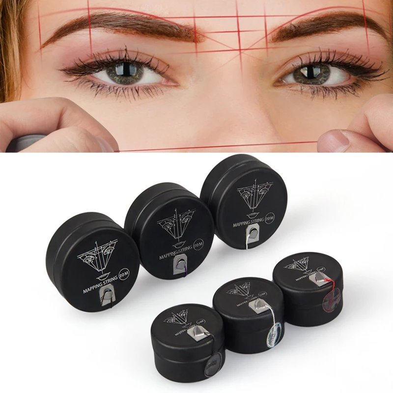 10/20M Microblading Mapping String Eyebrow Pre-Inked Thread Mapping Brows Marker Line White Permanent Makeup Tattoo Dyeing Tool