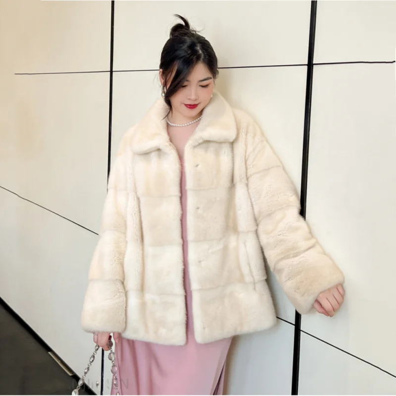 Mink Fur ผู้หญิงสั้นเสื้อแขนยาวขนสัตว์ธรรมชาติแจ็คเก็ตฤดูใบไม้ร่วงฤดูหนาวยอดนิยม Slim Mink Fur Jacket ใหม่แฟชั่น