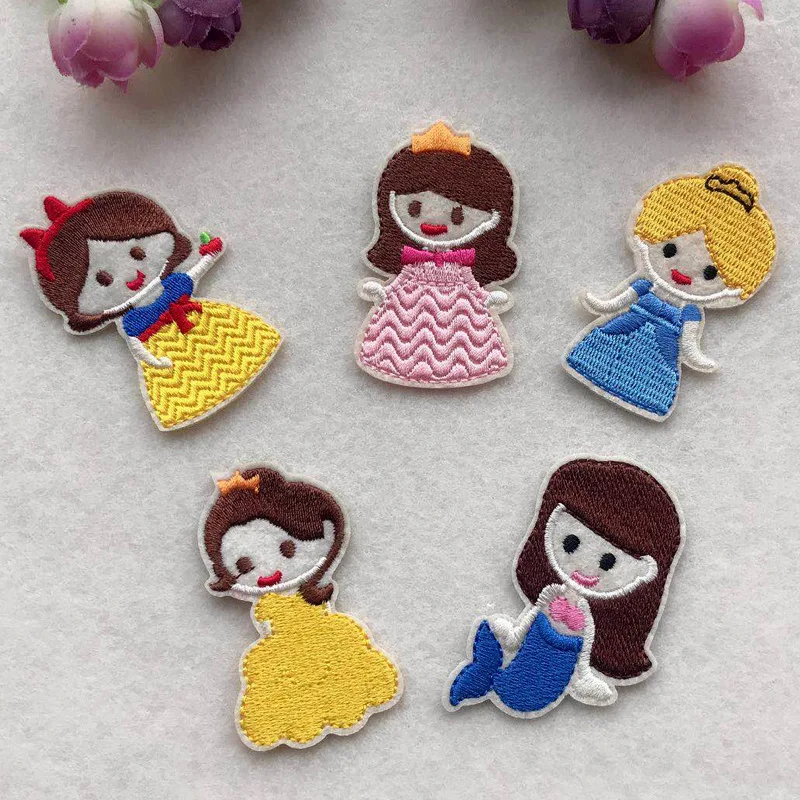 5PCS Little princess embroidery cloth paste cute cartoon children\'s clothing accessories embroidery stamp Kawaii computer embroi