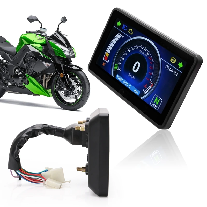 Universal Motorcycle LCD Display Cluster Replaceable Speedometer Multi-Function Instrument For 1,2,4 Cylinder Motorbike