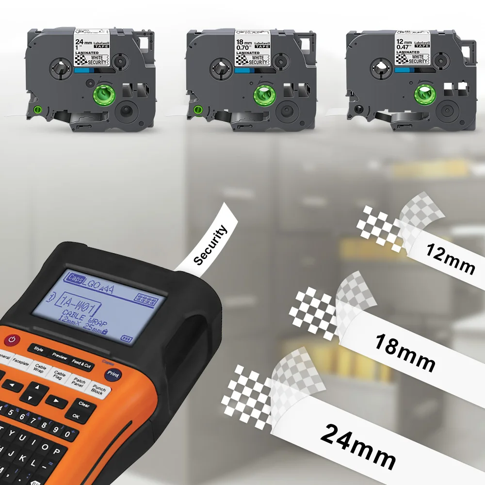 Imagem -02 - Labelwell 10pk Fita de Etiqueta de Segurança Se4 Compatível para o Irmão Se4 Se3 Se5 Preto na Fita Branca para Impressora de Etiquetas Irmão