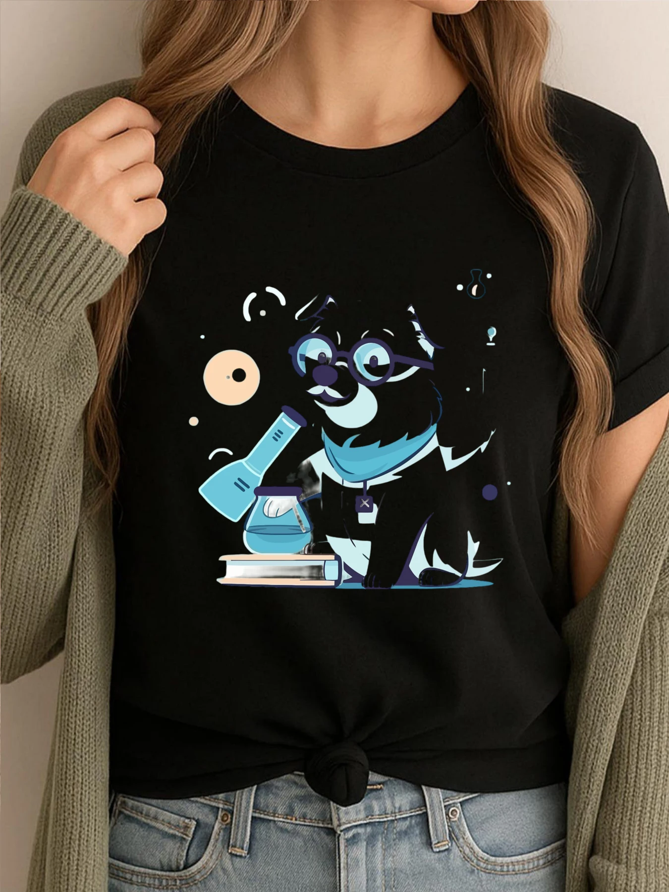 

Футболки с забавным принтом, футболка большого размера для ученых, собак, мужская хлопковая удобная рубашка, мужская футболка, футболки с графикой