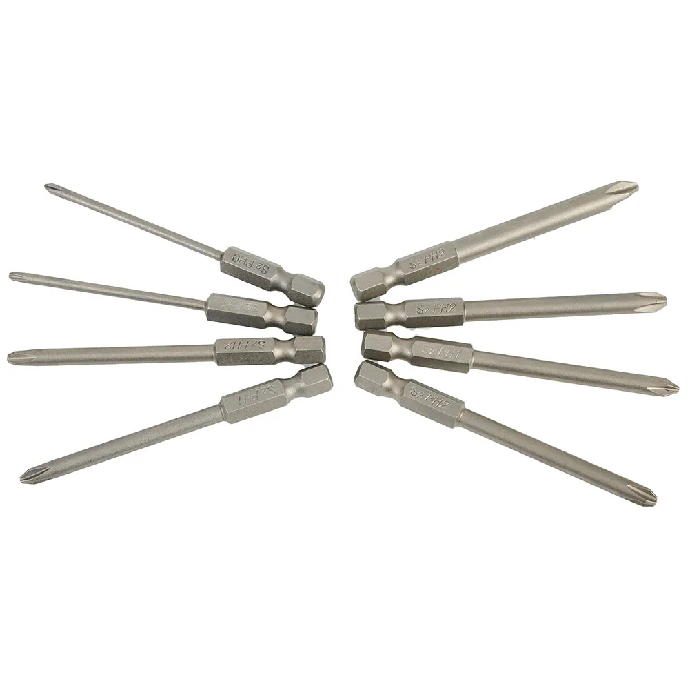 

8pcs 75mm Long Magnetic Cross Head Hex Screwdriver Bits Set Alloy Steel Drill Bit Anti Slip Electric Screw Driver Bits Head Tool