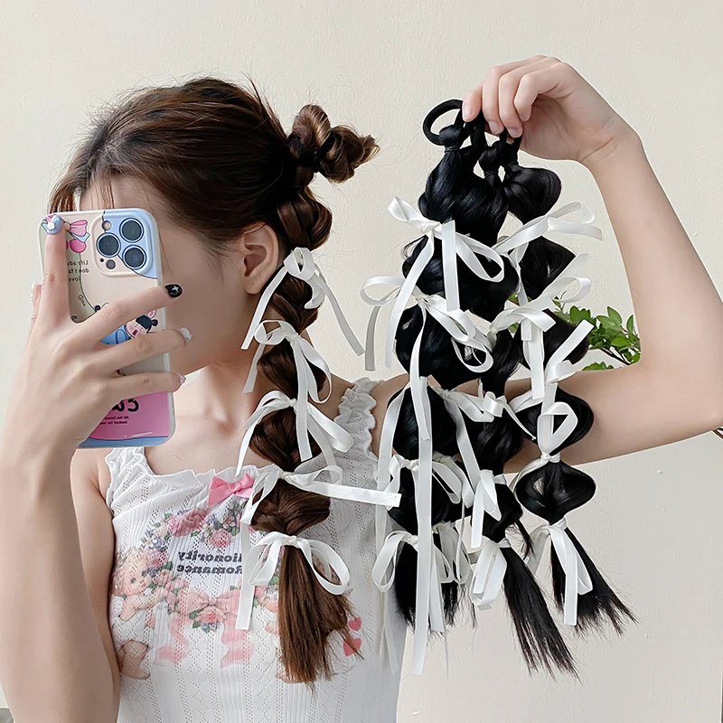 AISHG braided wigs fabric bow hair ring rope women Korean cute style fashion sports boxing braid headband girls hair accessories