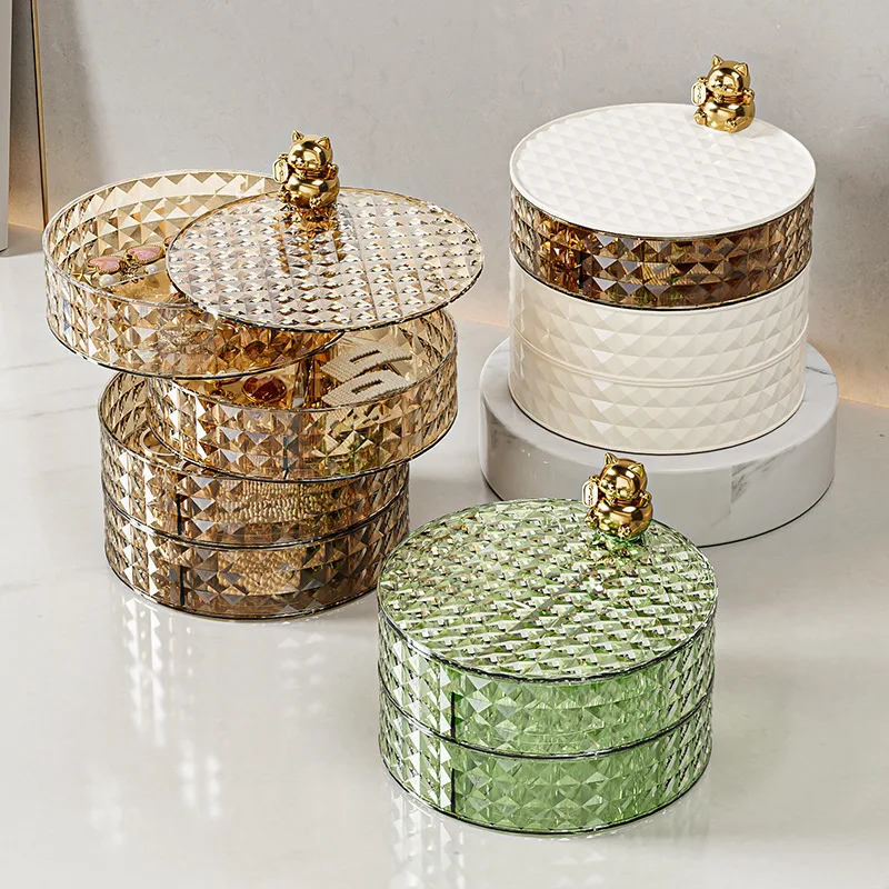 Luxury Rotating Storage Organizer,Spinning Display Tray for Cosmetics/Jewelry/Perfume, Home Desktop Decor