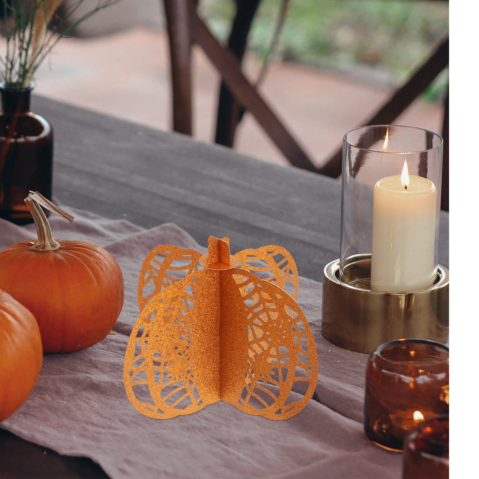 

3pcs Artificial Pumpkin Decor Lightweight Paper Fall Decorative Props For Thanksgiving Home Decoration Halloween Party Scene